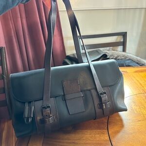 Gucci Black and Dark Brown Calf Skin Leather Messenger Bag